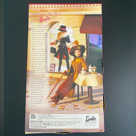 Vintage Barbie Doll Autumn In Paris 1998 Collectors Ed. City Seasons New NIB - Picture 6 of 12